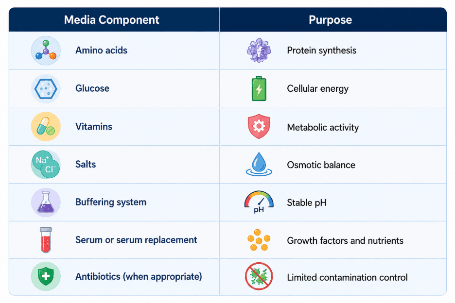 Tissue Culture Media Components and Their Purposes