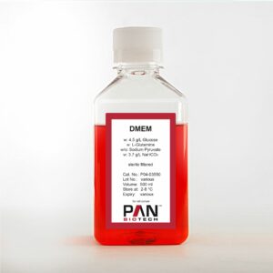 DMEM, w: 4.5 g/L Glucose, w: L-Glutamine, w/o: Sodium pyruvate, w: 3.7 g/L NaHCO3